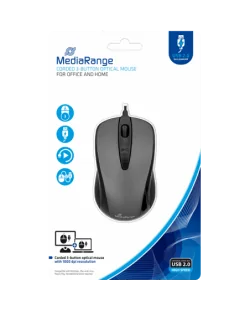 MediaRange Corded 3-Button Optical Mouse (MROS201)